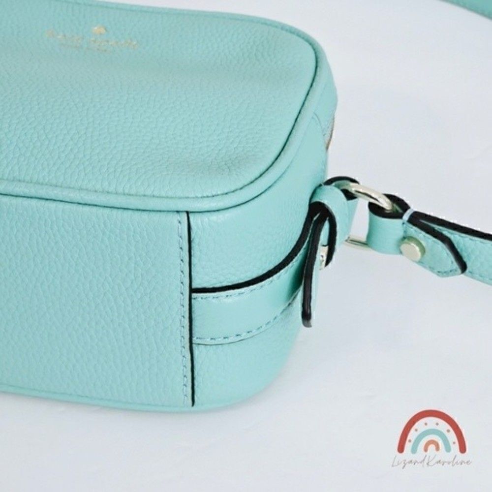 New! Kate Spade Pyper Mulberry Street Leather Aqua Bloom Camera Crossbody Bag - Picture 8 of 16